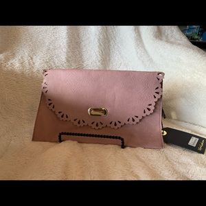 Pink-lilac Flat Embroidery Shoulder Purse